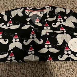 White Cross Christmas Scrub Top